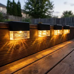 Solar Step Lights Warm Light Multi-Color Modes Ideal for Stairs Steps Corridor Pond Decoration Lighting Outdoor Step Lamps