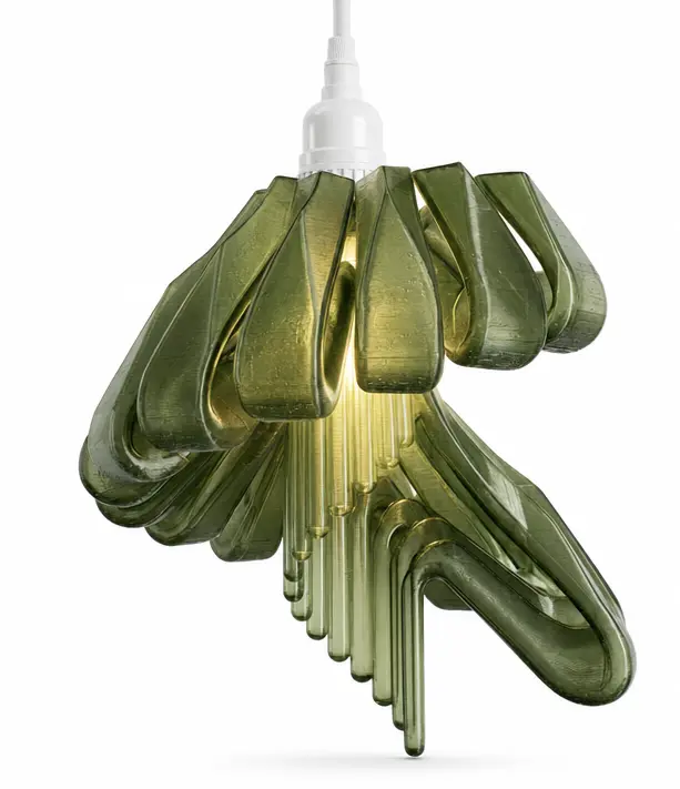 Arise Pendant Light — Modern Sculptural Kitchen Island & Dining Pendant, Translucent Faceted Shade, Amber Edison Bulb