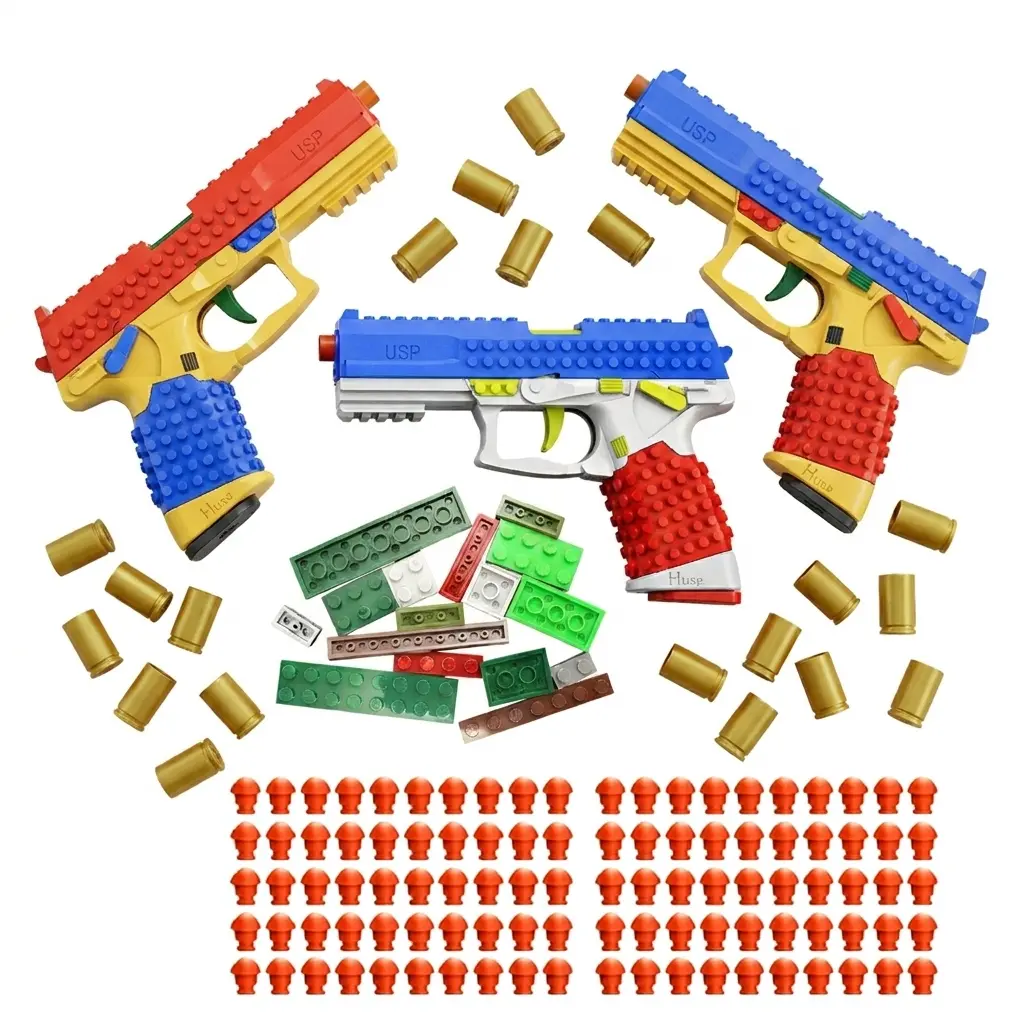 USP Tactical Construction Building Block Handle Toy Blaster, Unisex Build-Your-Own Team Strategy Toy for Kids 12 Years Above, Outdoor Activities & Festival Gifts
