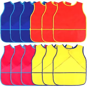12 Pcs Art Smock for Kids Waterproof Painting Aprons Sleeveless Children with Pockets Age 3 to 8 Paint Craft Activity