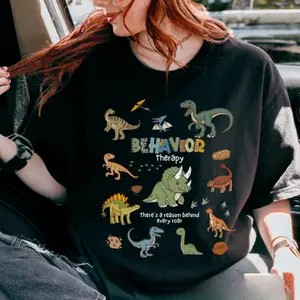 Behavior Therapy Cute Retro Dinosaur T-Shirt for Behavior Analyst, BCBA, RBT, SPED Teacher Graduation Gift