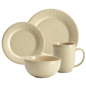 16-Piece Ceramic Dinnerware Set for Kids Modern Tableware Includes Plates Bowls & Cutlery Oven Safe Up to 250°F Dishwasher Friendly