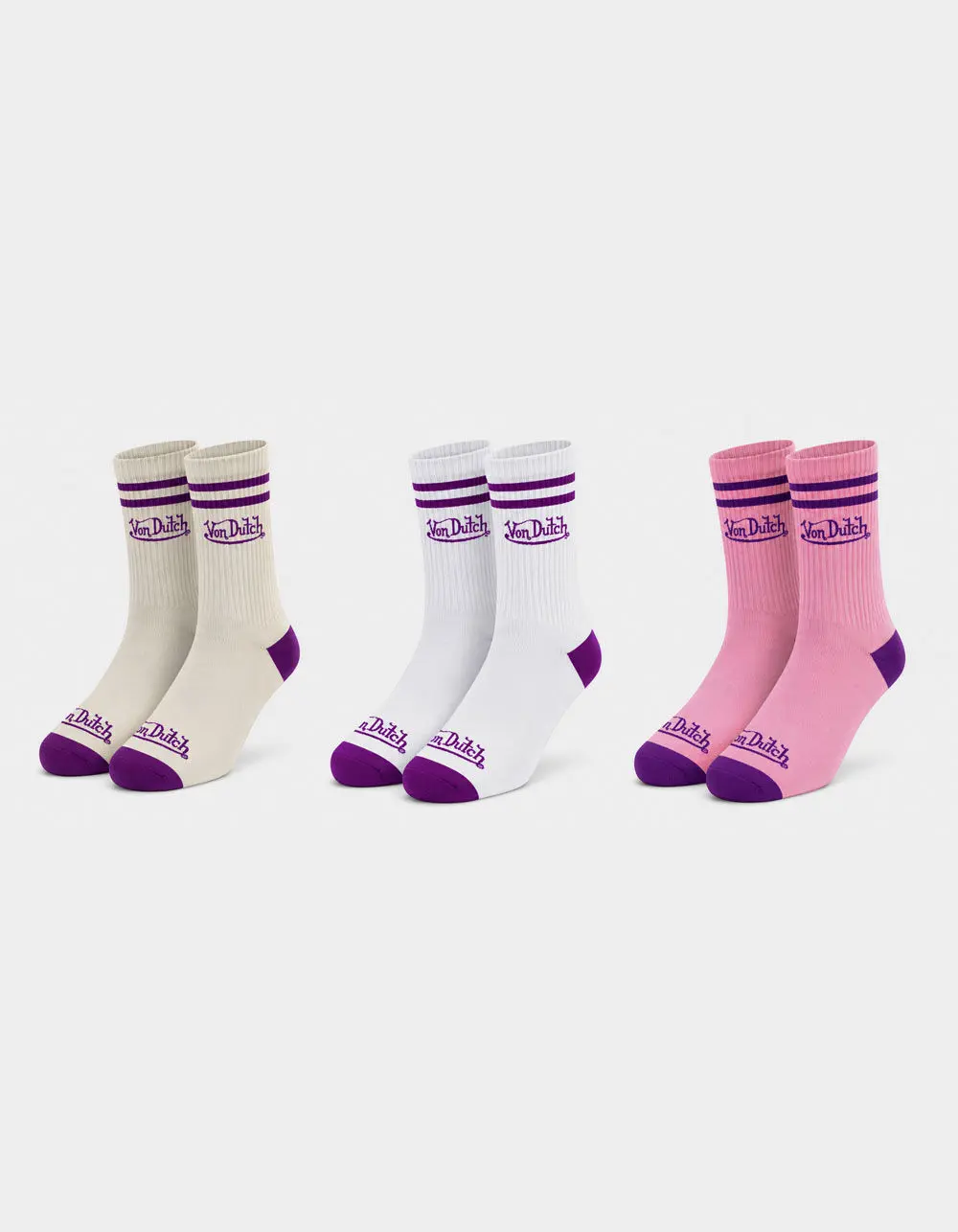 VON DUTCH Originals 3 Pack Womens Quarter Crew Socks, Multi-Colored