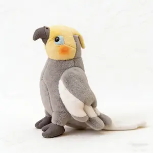 Realistic Cockatiel Parrot Plush Toy, Soft Stuffed Animal Doll, Zoo Souvenir Gift, Cuddly Companion Plushie for Kids Boys Girls Birthday Holiday Gift
