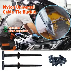 100pcs Nylon Universal Cable Tie Buckle, Cable Tie with Buckle, Multipurpose Plastic Cable Ties, Nylon Zip Ties Holder, Heavy Duty Self-Locking, Buckles Tool for Car Daily Repair (20PC)