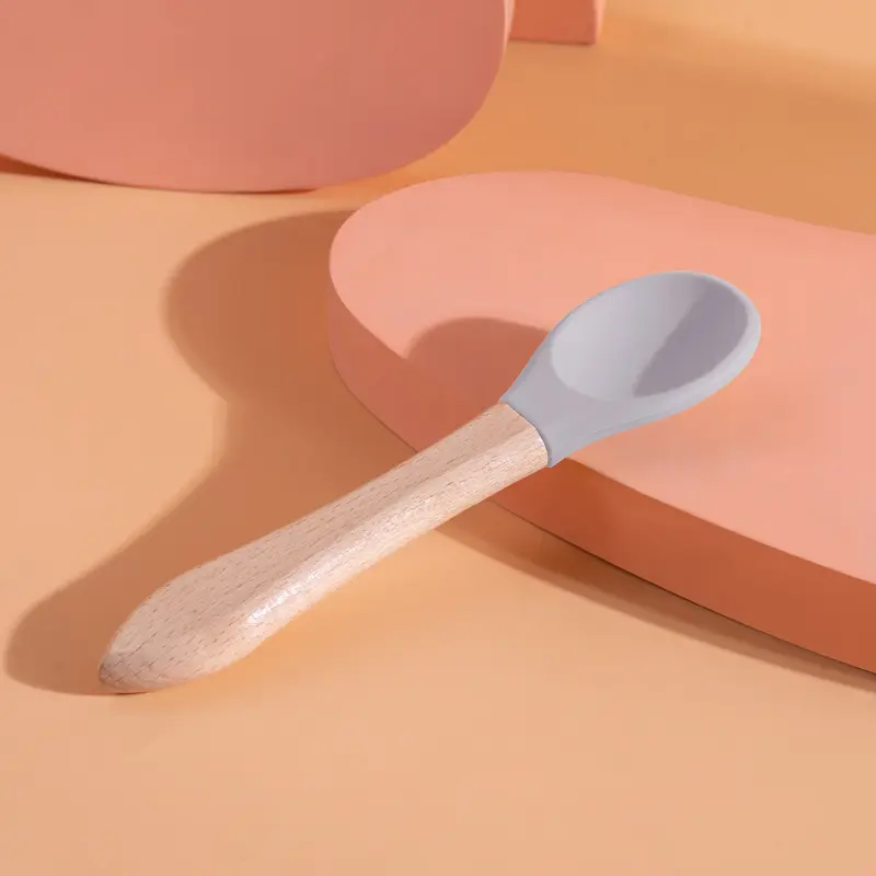 Dark gray (silicone spoon with wooden handle)