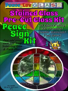 Stained Glass Pre-Cut Glass Kits Peace Sign Quality Materials Time Saver Beginner Friendly Full Kit includes Everything but 100 Watt Soldering Iron No Glass Cutting No Grinding Suncatchers Glass Panels Stained Glass Hanging Suncatcher