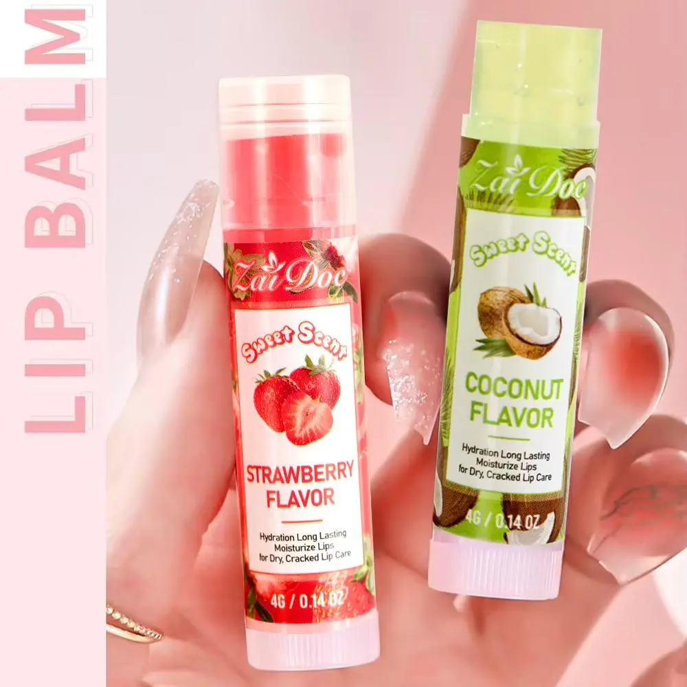 ZaiDoc Sweet Scent Lip Balm - Strawberry & Coconut Flavors, Long