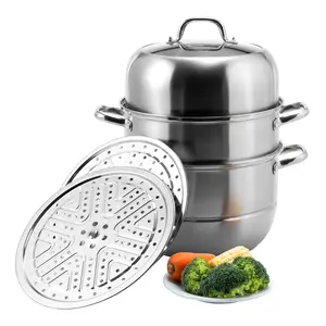 2-Tier Stainless Steel Induction Steamer Pot 30cm/11.8Inch, Large Food Steamer for Dumplings, Buns & Dim Sum, Even Heat Distribution & Dishwasher Safe