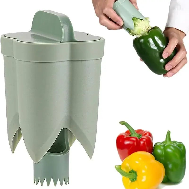 2PCS ABS Plastic 2-in-1 Pepper Corer & Seed Remover - Durable Vegetable Slicer with Dual Size Set, Ergonomic Non-Slip Handle, Small Jalapeno Fit, Less Juice Splash, Bitter Melon/Cucumber Tool, Easy Cleaning & Storage Camping Kitchen Utensil