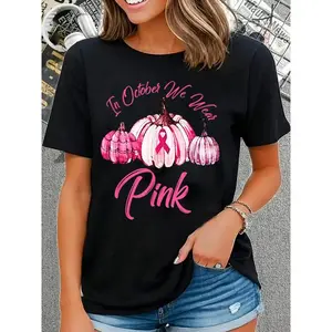 100% Cotton In October We Wear Pink Pumpkin Breast Cancer Halloween T-Shirt
