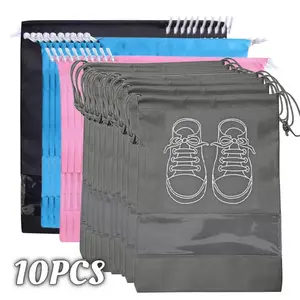 10pcs Shoes Storage Organizer Bags Non-woven Portable Travel Clothes Organizer Closet Bag Waterproof Pocket Clothing Tranparent Hanging Bag