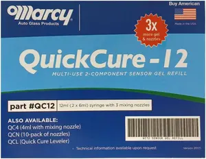 Marcy QC12 Quick Cure Rain Sensor Lens Gel Kit – 12ml 2-Part Multi-Use Auto Windshield Adhesive for Sensor Lens Replacement (Includes 3 Nozzles, Bracket Required)