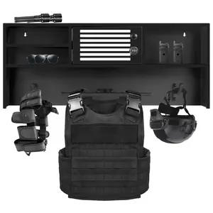 Police Gear Stand, Police Hanger, Tactical Duty Gear Rack with 3 Hooks, Free-Standing All Iron Frame Police Gift Decor with Flag, Police Academy Graduation Gifts, Black