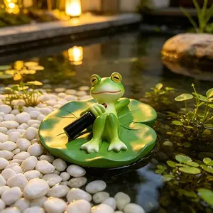 Floating Frog Turtle Lily Resin Ornament, Vintage Pool Decor, Outdoor Garden Water Feature, Easter Birthday Gift, Collectible Statue