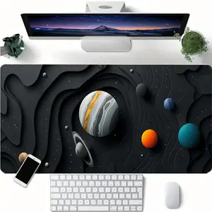 Abstract Space Art Mouse Pad, 1 Count Large Gaming Mouse Pad, Non-slip Rubber Base Stitched Edge Desk Pad for Laptop Desktop, Office Desk Accessories