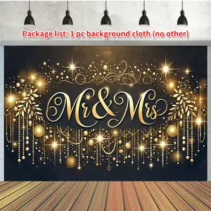 1pc Mr & Mrs Photography Backdrop, Polyester 100% Party Banner, Universal Holiday & Seasonal Decor, Christmas, New Year, Valentine'S Day, Winter, Anniversary, Multi-Purpose Wall Hanging Sign for Home, Garden