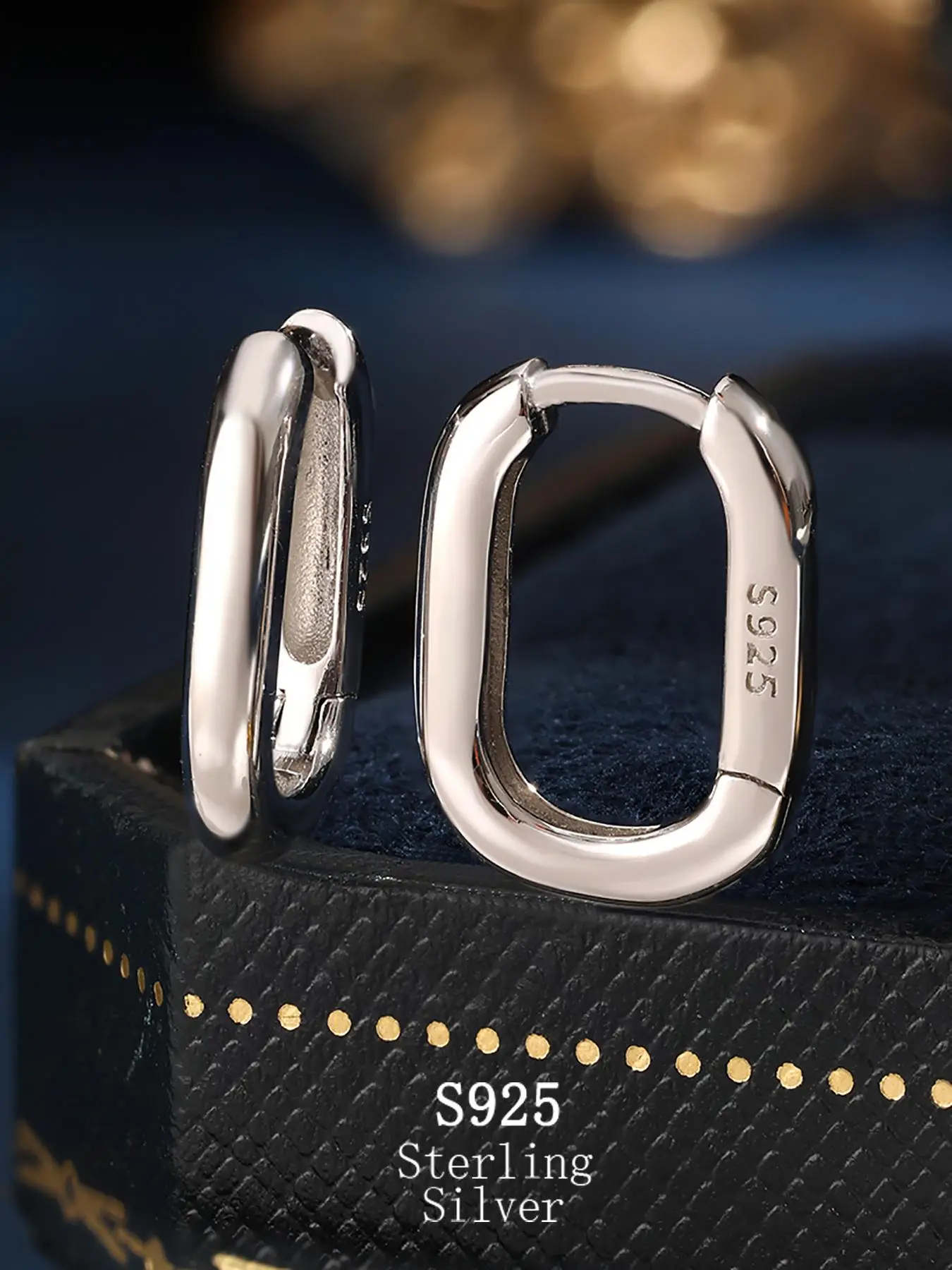 925 Sterling Silver Fashionable Geometric Design Oval Shaped Earrings, Simple All-match Hoop Earrings Jewelry for Girls Gift, Female Classic Fashion A