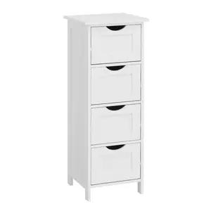 White Bathroom Storage Cabinet, Floor Cabinet with Adjustable Shelf and Drawers
