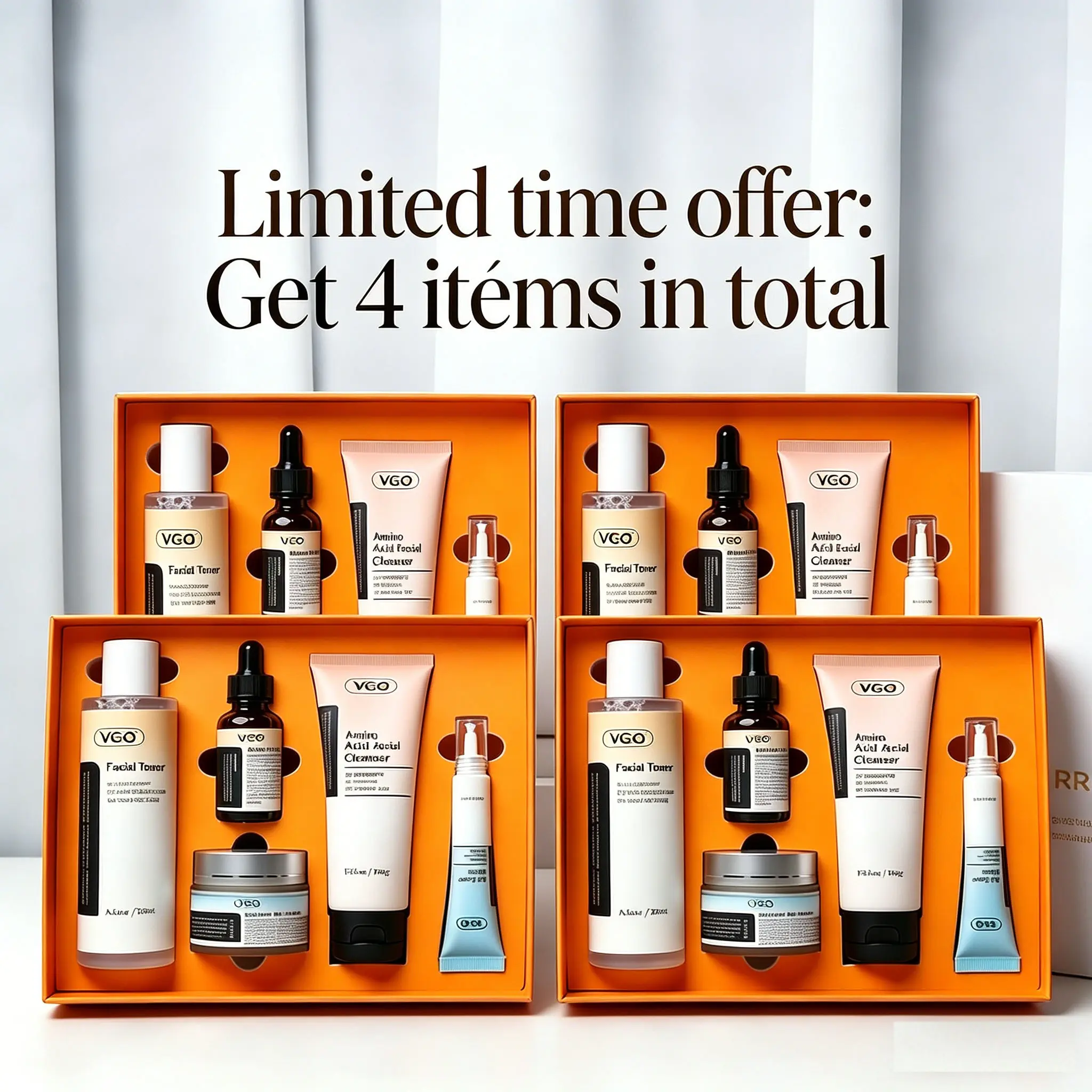 VGO Skincare Five-step Routine Vitamin C Moisturizing Repair Daily Care All-in-One Set Cleanser Moisturizer-B Cleansing Moisture Maintenance Kit Ultimate Kit