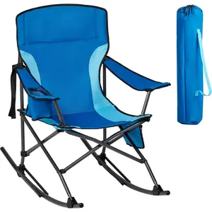 Outdoor Rocking Chair Camping Folding Portable Rocker with Cup Holder Side Pocket Carry Bag, Support 300LBS moon lence campingchair heavyduty chair outdoor seating chair for folding lawnchair travel folding doublechair silla p