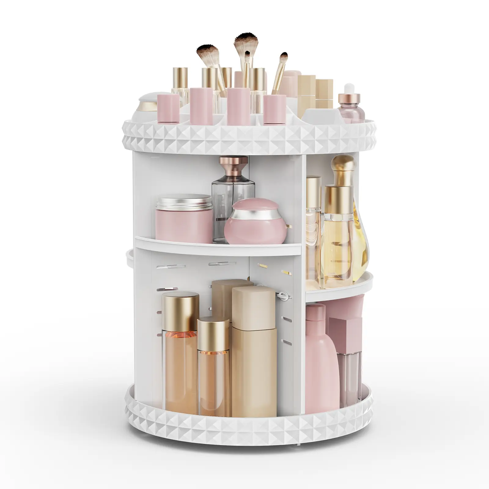 360° Spinning Makeup Organizer with Adjustable Shelves, Clear Cosmetic & Skincare Storage Carousel for Vanity or Bathroom, Jewelry Storage for Brushes, Lipsticks & Earrings, Gift for Women & Girls