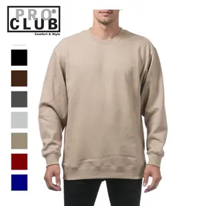 Pro Club Plain Blank Crew Neck Fleece Pullover Sweatshirt - 9oz Casual Crewneck Classic Cotton Menswear Sweatshirt Tops - Long Sleeve, Hoodie