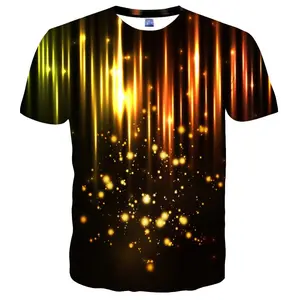 Unisex 3D Printed Glowing Light Beams & Sparkles T-Shirt – Vibrant Neon-Like Light Show Design for Raves, Concerts, Festive Parties, Night Outings | Stylish Casual Top for Men & Women