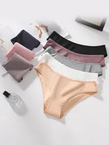 Women's Curvy 8-Pack Low-Waist Cotton Briefs Panties, Soft Ribbed Solid Color Womenswear Underwear, XS-XL