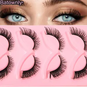 5 Pairs 3D Cat Eye False Eyelashes, Natural Long Dense Strip Style, Winged Tips, Fox Eye Tail Extension Effect, Soft Fine Cross Design