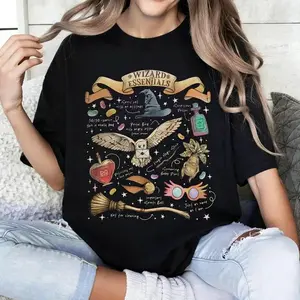 Wizard Essentials Shirt for Fan Celebrating Wizarding World Perfect for Halloween and Fall Season Gift for Book Lovers