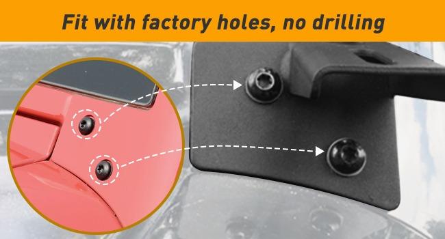 Nilight - 90026B 2PCS Jeep JK A-Pillar Windshield Hinge Mounting Brackets for Offroad LED Fog Light Halogen Work Light for 2007-2017 Jeep Wrangler JK,2 years Warranty,Black