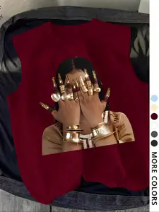 Men's Trendy Casual Sleeveless Vest, Face Covering Woman Print, Perfect for Summer Vacation Friend Gatherings Daily Wear Comfortable Men's Vest