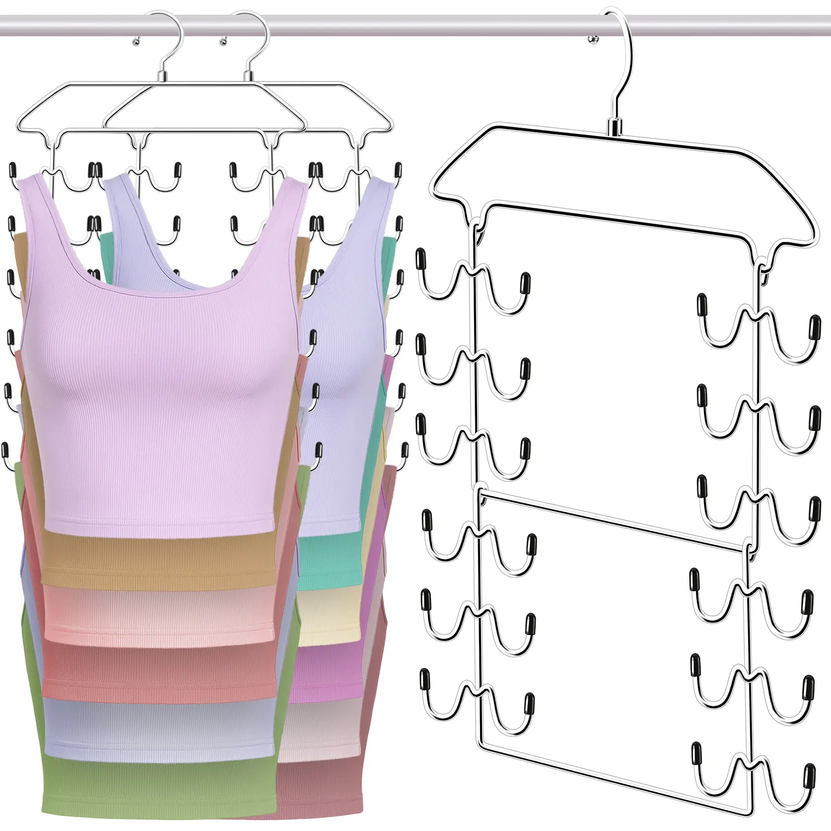 Multifunctional 6-Layer Rotating Bra Hanger, Space-Saving Lightweight Non-Slip Hanging Bra Rack, Closet Organizer Wardrobe Organization for Bras, Dresses, Swimsuits, Rotatable Clothes Hanger, Storage Hanger, Space Saver Hangers