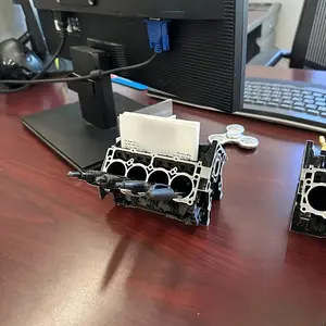 1-of-a-Kind Engine Cylinder Block Resin Desk Organizer - Sleek Business Card Holder & Pen Slot, Durable ABS Resin, Ideal for Modern Office Decor, Desk Accessories Office