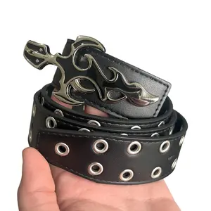 Sword Goth Y2K Belt - Vintage Style PU Leather Accessory for Alt Streetwear Fantasy Fits & Viral Belt Goals with Unique Eyelet Detailing