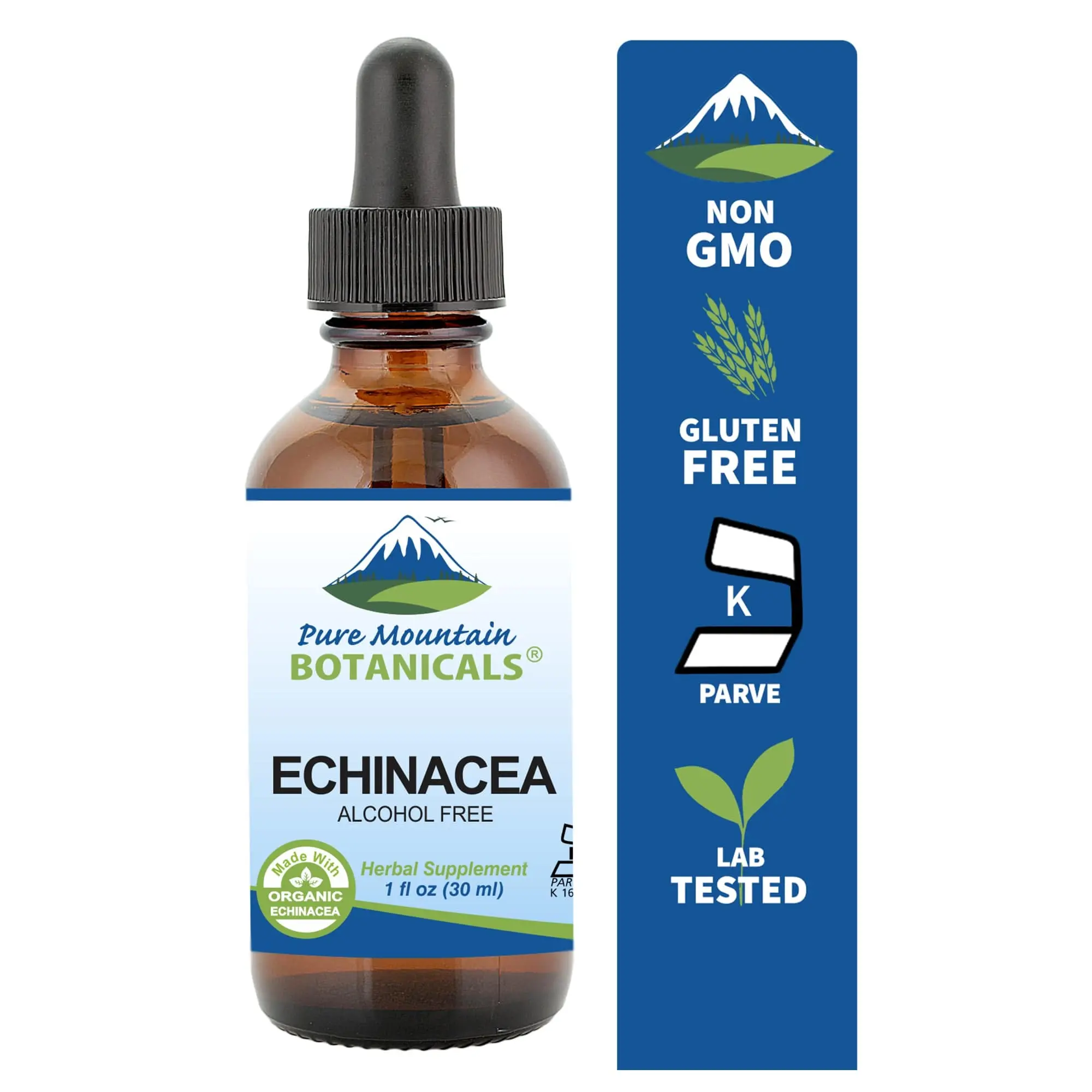 Echinacea Liquid Drops – Kosher Echinacea Tincture Alcohol Free Extract - 500mg Echinacea -1oz Bottle