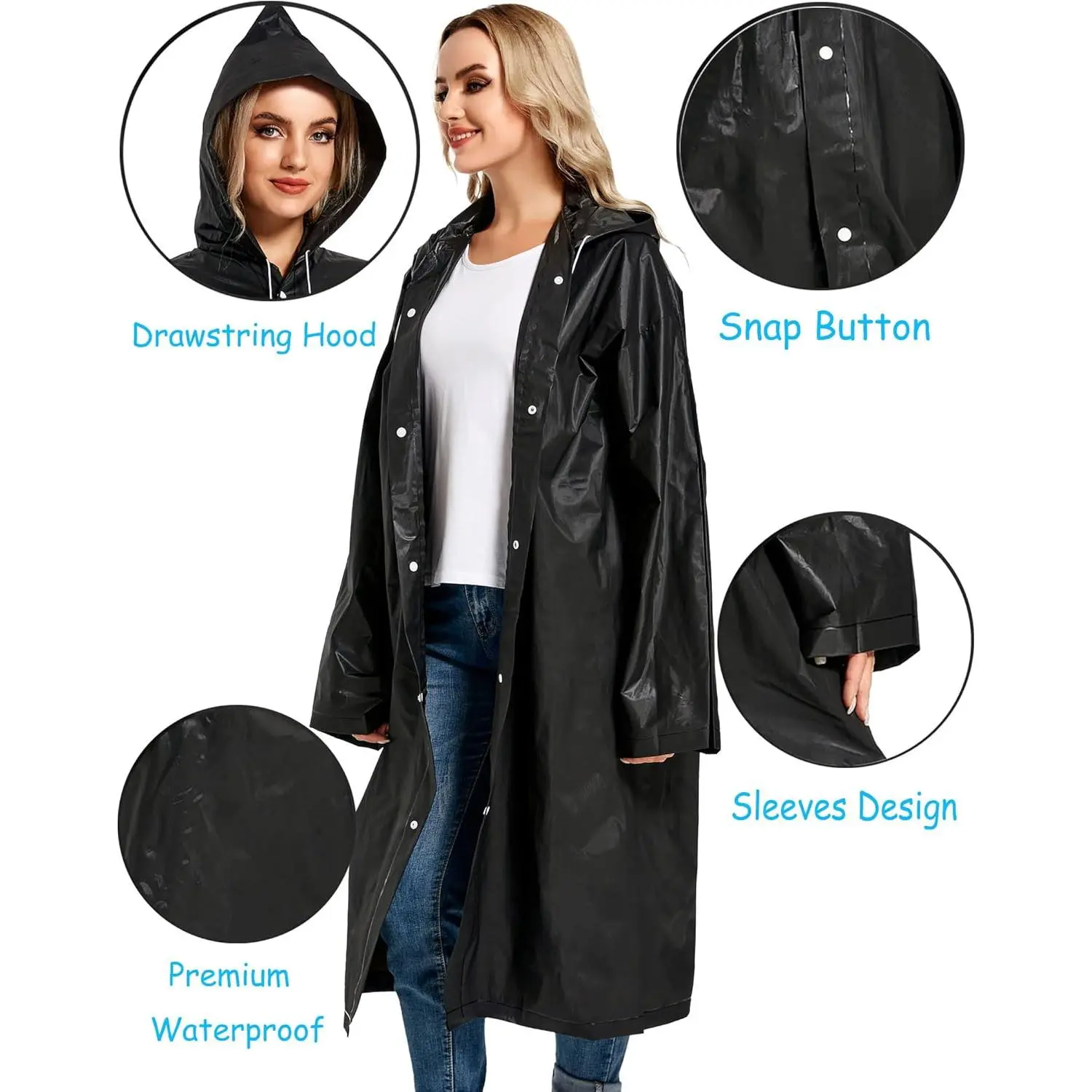 Reusable Rain Ponchos for Adults - Heavy Duty Military Impermeable Raincoats Survival Gear 2 Packs Waterproof Rain Coat with Hood Perfect for Outdoor Hiking Camping Emergency Weather Protection Durable Long Lasting Reusable Rain Ponchos for Adults - Heavy Duty Military Impermeable Raincoats Survival Gear 2 Packs Waterproof Rain Coat with Hood Perfect for Outdoor Hiking Camping Emergency Weather Protection Durable Long Lasting