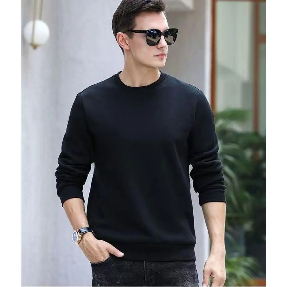 Men'S Cozy Fleece-Lined Sweatshirt - Warm Autumn & Winter Pullover with Mountain Print, Long Sleeve, Round Neck, Casual Style, Cozy Clothing | Casual Style Top | Fleece Lined Comfort, Thick