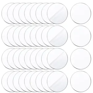 Tongcloud 50Pcs 2 Inch round Clear Acrylic Plexiglass Sheet Disc Circle Plastic Sheet Plastic Sheet Transparent Board Panel for Glass DIY Project Picture Frame Paintings Art (2'', Transparent, 50)