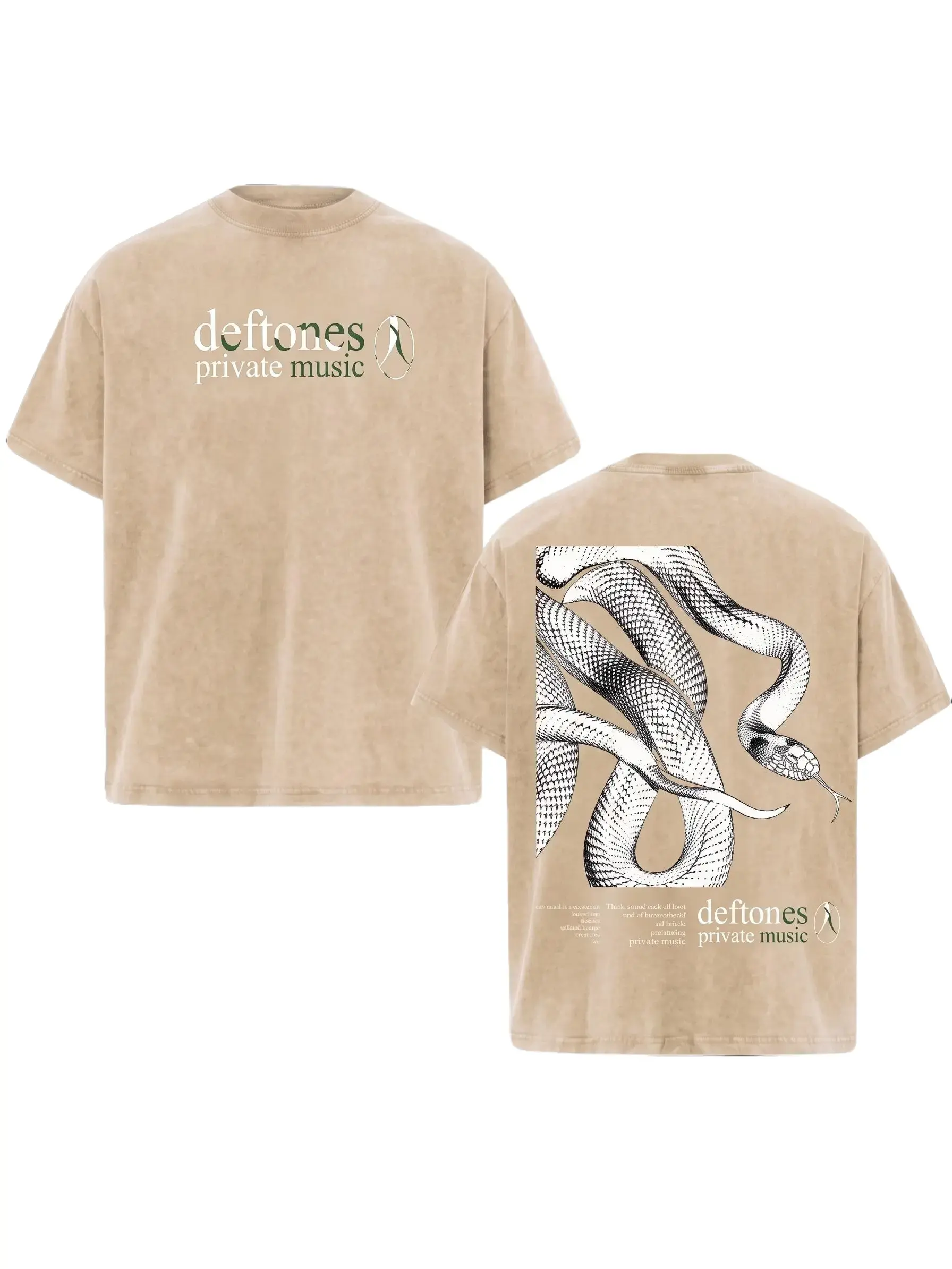 Deftones Graphic T Shirt Men Women Vintage Washed Tee Private Music Snake Print Oversized Streetwear Shirt Y2K Grunge Alternative Metal Rock Band Style Summer Casual Top
