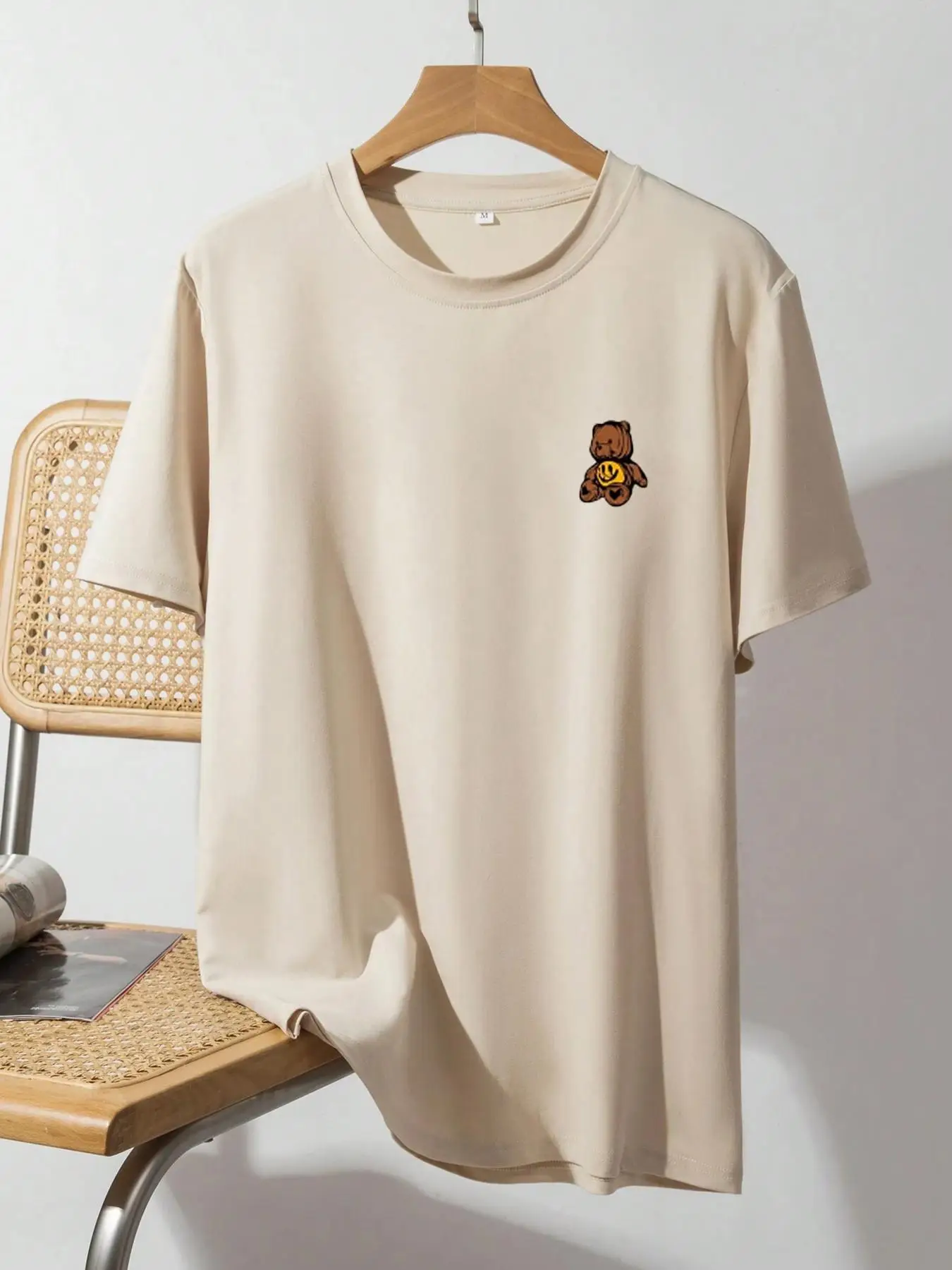 Men's Cartoon Bear Print Round Neck Sleep Tee, Regular Fit Casual Short Sleeve Crew Neck Sleep T-Shirt, Summer Outfits 2024, Men's Sleepwear Loungewea