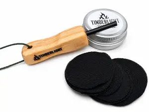 TinderLight Fire Starter Kit | Carbon Cloth + Ferro Rod | Spark Into Flames!