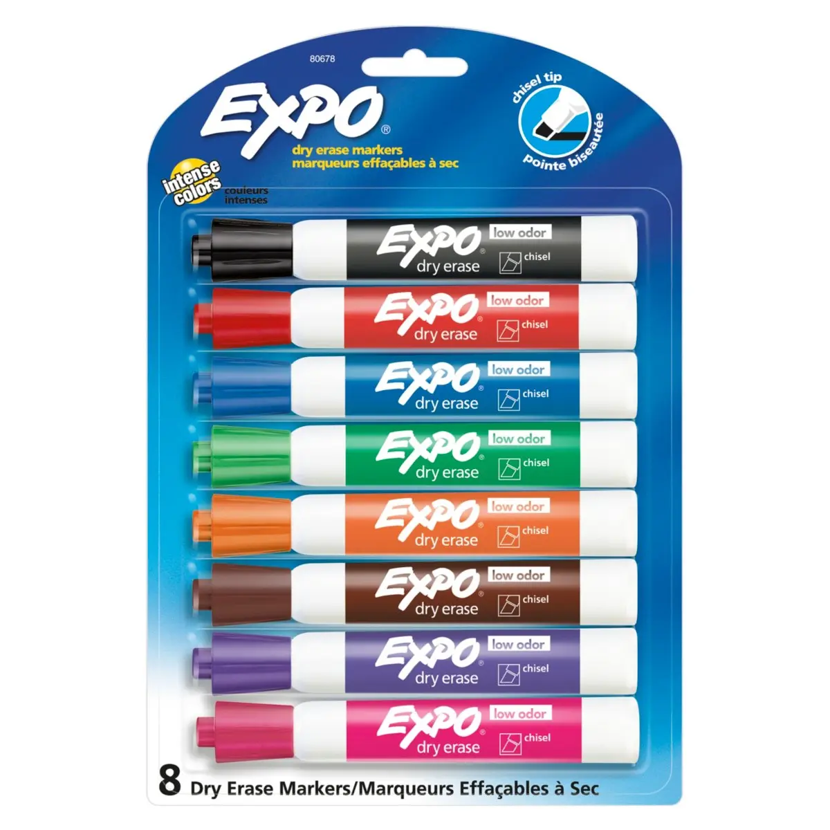 EXPO Low Odor Dry Erase Markers, Chisel Tip 8 Count