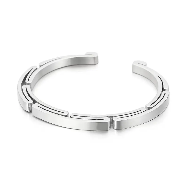 Geometric Multi-Layer Open Bangle Bracelet - Adjustable Waterproof Stainless Steel Cuff, Casual Durable Sleek Subtle Design, Customizable to Fit Wrist Sizes for Daily Wear