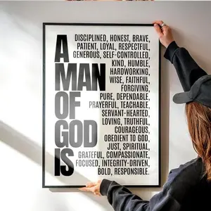 A Man Of God Is Christian Poster Bible Verse Premium Wall Art Poster Unframed HD Print Home Office Decor Unique Trendy Gift