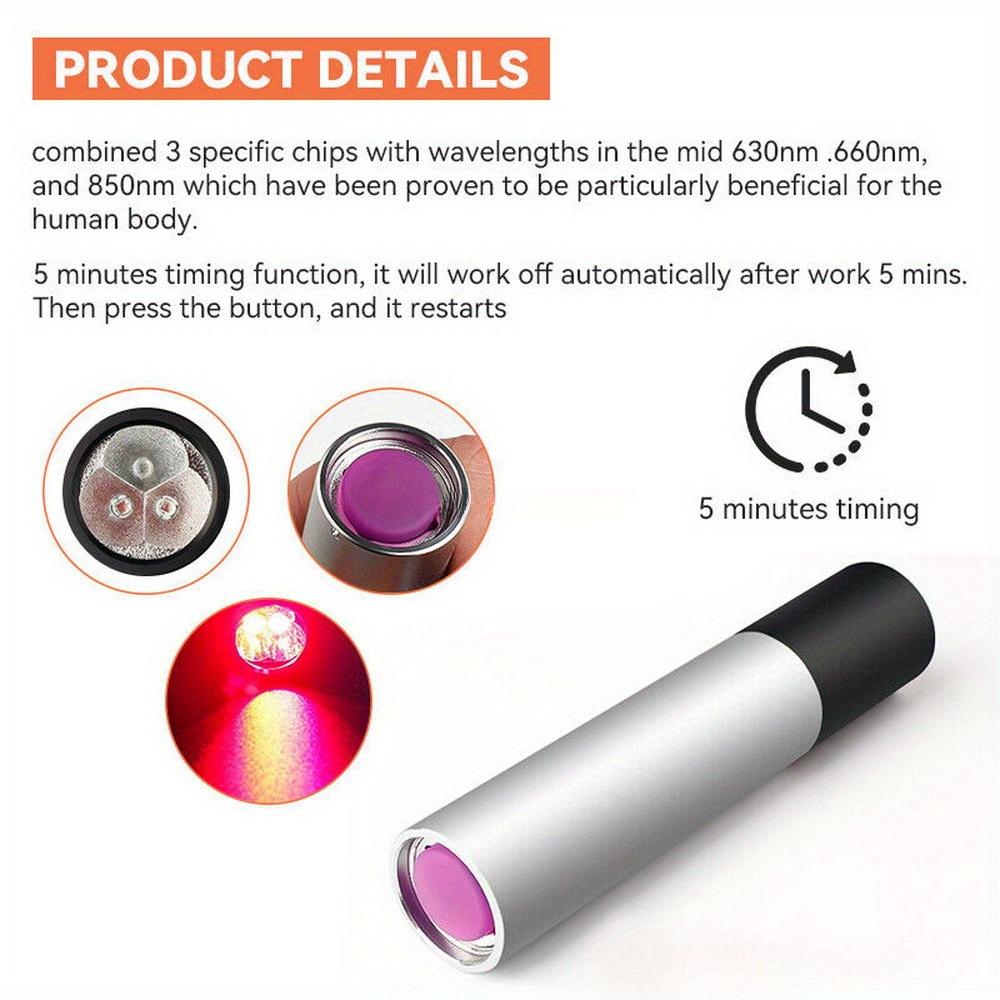 3 LED 630nm 660nm 850nm Light Rechargeable Flashlight For Knee Shoulder Face Skin Spots