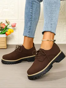 New Cool Thick Sole Lace-Up Leather Shoes, Stylish Streetwear Sneakers, Versatile Fashion Footwear for Trendy Looks