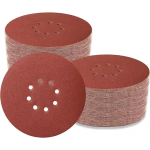 70 count 9 Inch Sanding Disc Hoop and Loop Sanding Discs Self Stick 8 Hole Drywall Sandpaper Assorted 60/80/120/150/180/240 Grit for Drywall Sander