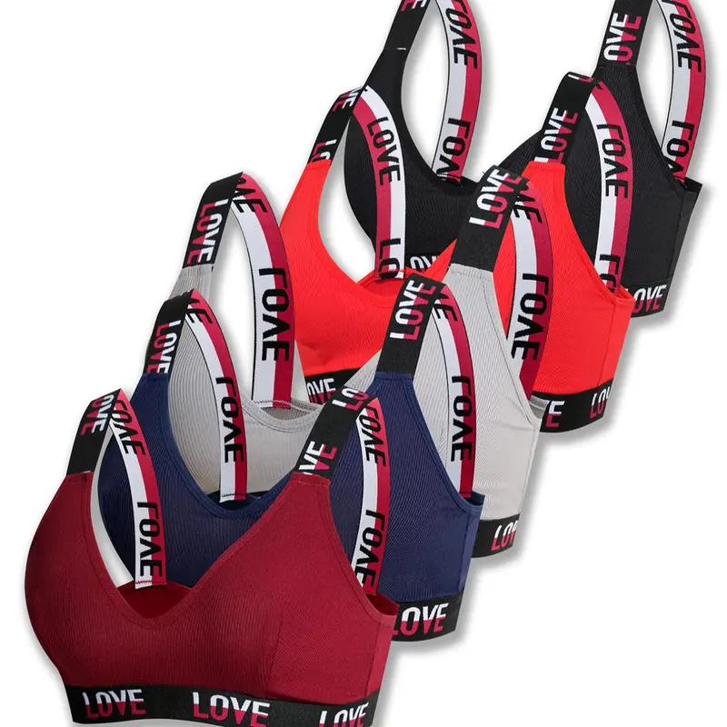【Black Friday】Women's Letter Print Wireless Bralettes, Comfy Bra, Comfortable Breathable Underwear for Daily Wear, Women's Underwear for All Seasons